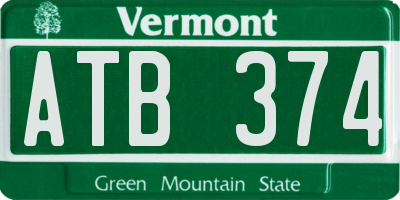 VT license plate ATB374