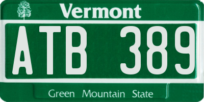 VT license plate ATB389