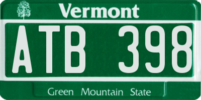 VT license plate ATB398