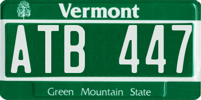 VT license plate ATB447