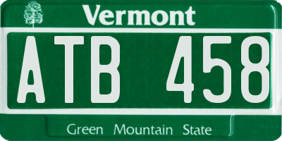 VT license plate ATB458