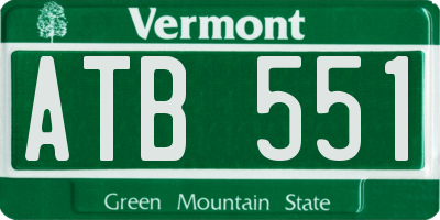 VT license plate ATB551