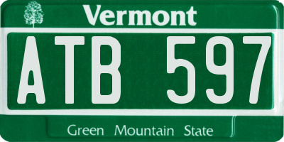 VT license plate ATB597