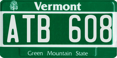 VT license plate ATB608
