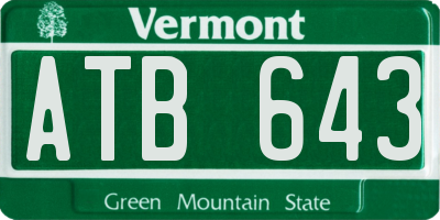 VT license plate ATB643