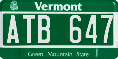 VT license plate ATB647