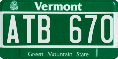 VT license plate ATB670