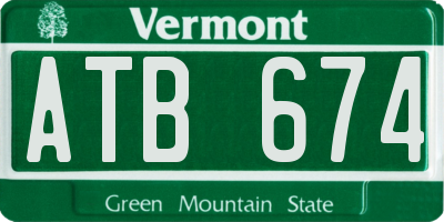 VT license plate ATB674
