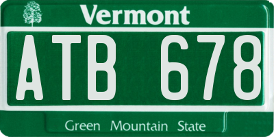 VT license plate ATB678