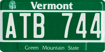 VT license plate ATB744