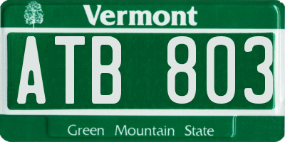 VT license plate ATB803