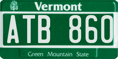 VT license plate ATB860
