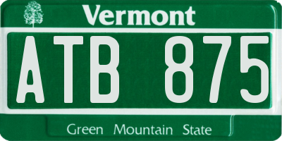 VT license plate ATB875