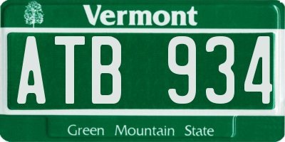 VT license plate ATB934