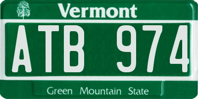 VT license plate ATB974