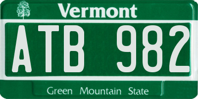 VT license plate ATB982