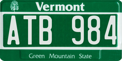 VT license plate ATB984