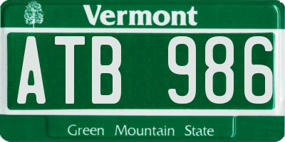 VT license plate ATB986