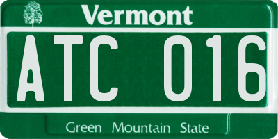 VT license plate ATC016