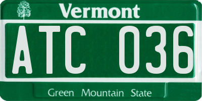 VT license plate ATC036