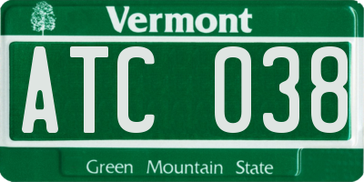 VT license plate ATC038