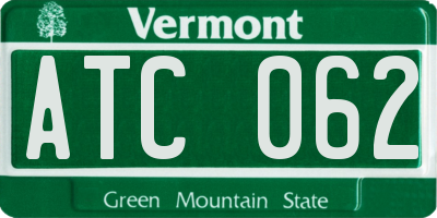 VT license plate ATC062