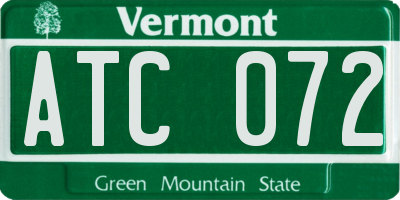VT license plate ATC072