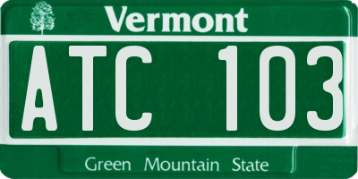 VT license plate ATC103