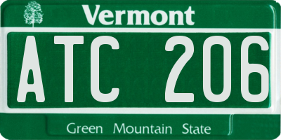 VT license plate ATC206