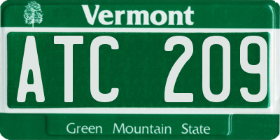 VT license plate ATC209
