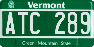 VT license plate ATC289