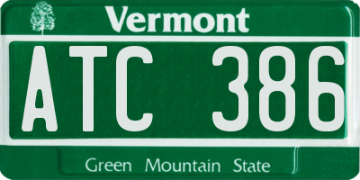 VT license plate ATC386