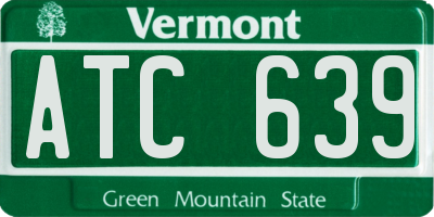 VT license plate ATC639