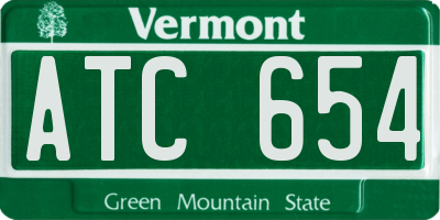 VT license plate ATC654