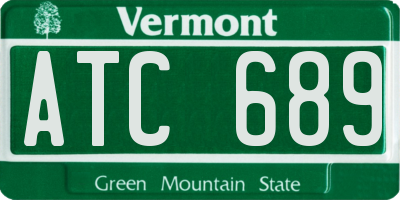 VT license plate ATC689