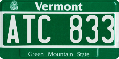 VT license plate ATC833