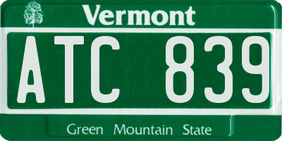 VT license plate ATC839