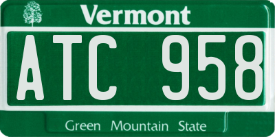 VT license plate ATC958
