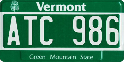 VT license plate ATC986