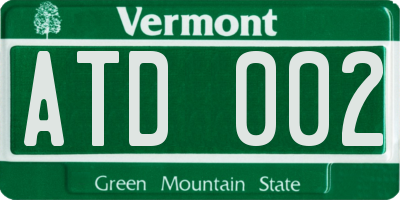 VT license plate ATD002
