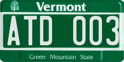 VT license plate ATD003