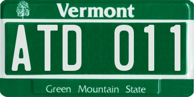 VT license plate ATD011