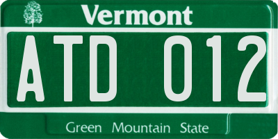 VT license plate ATD012