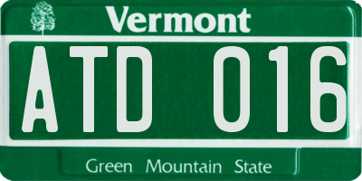 VT license plate ATD016