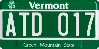 VT license plate ATD017