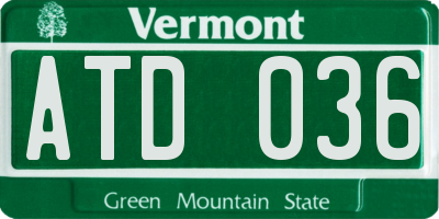 VT license plate ATD036