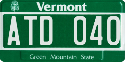 VT license plate ATD040