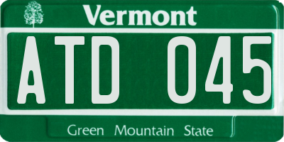 VT license plate ATD045