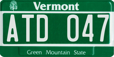 VT license plate ATD047