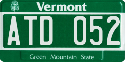 VT license plate ATD052